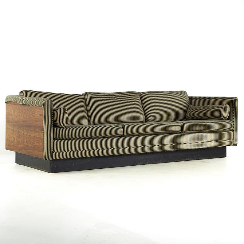 Milo Baughman Style Mid Century Rosewood Case Sofa mcm image 1