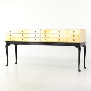 Kittinger Mid Century Gold Leaf Chest of Drawers on Black Lacquer Stand mcm image 3