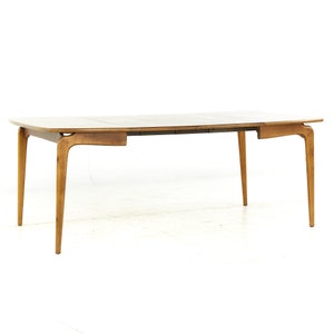 Lane Perception Mid Century Walnut Expanding Dining Table with 2 Leaves mcm image 9
