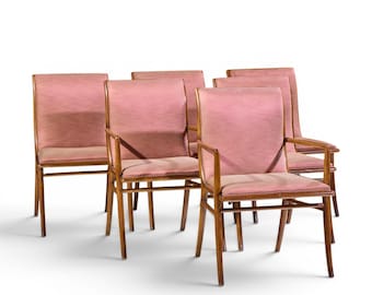 Robsjohn-Gibbings for Widdicomb Mid Century Walnut Dining Chairs - Set of 6 - mcm