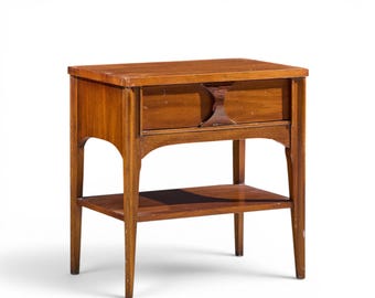 Kent Coffey Perspecta Mid Century Walnut and Rosewood Nightstand - mcm