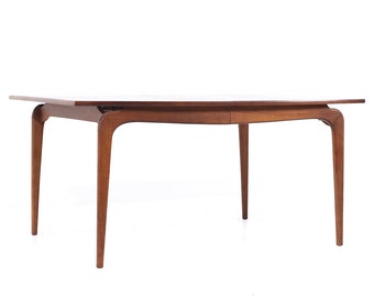 Lane Perception Mid Century Walnut Expanding Dining Table with 3 Leaves - mcm