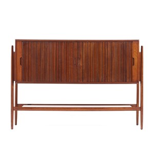 Barney Flagg for Drexel Mid Century Walnut Tambour Door Credenza mcm image 2