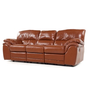 Natuzzi Style Brown Leather Modular Reclining Sofa image 3