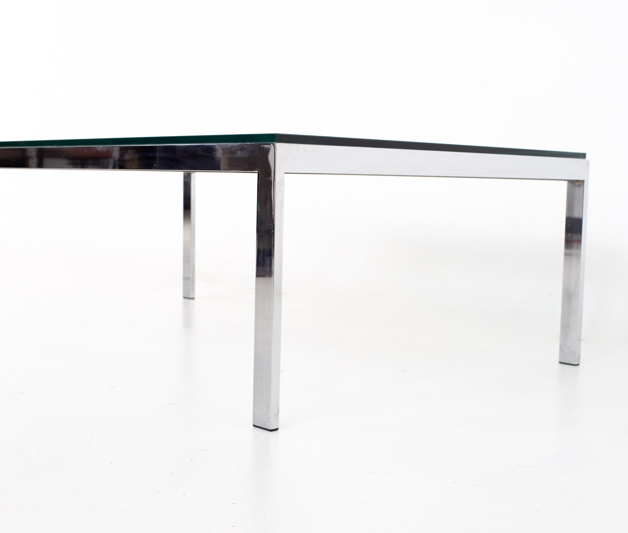 Knoll Style Mid Century Glass and Chrome Coffee Table mcm Etsy