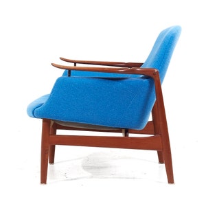 Finn Juhl for Niels Vodder NV-53 Mid Century Blue Chairs Pair mcm image 5