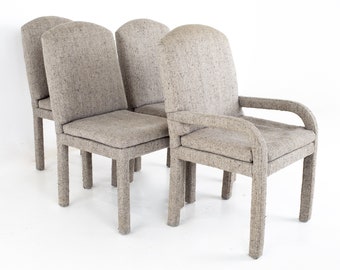 Milo Baughman Style Mid Century Grey Parsons Chairs - Set of 4 - mcm
