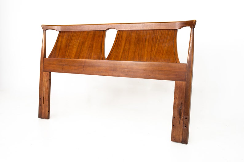 Kent Coffey Perspecta Mid Century Walnut Queen Headboard mcm