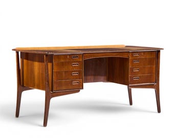 Svend Madsen Mid Century Danish Teak Curved Desk - mcm