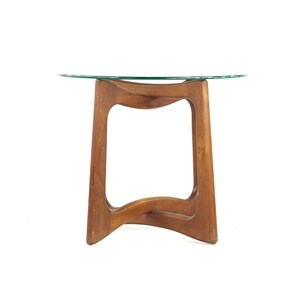 Adrian Pearsall Mid Century Walnut and Glass Side Tables Pair mcm image 7