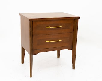 Harmony House Mid Century Walnut And Brass 2 Drawer Nightstand - mcm