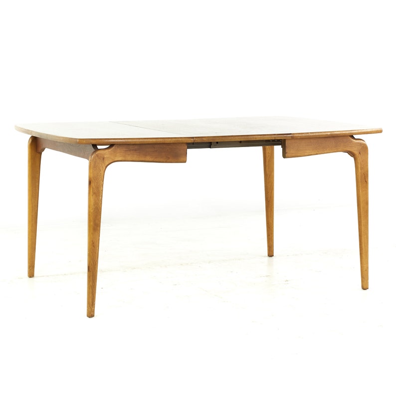 Lane Perception Mid Century Walnut Expanding Dining Table with 2 Leaves mcm image 7