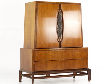 Helen Hobey for Baker Mid Century Walnut Highboy Dresser - mcm