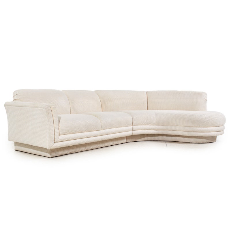 Vladimir Kagan Style Weiman Mid Century Curved Sectional Sofa mcm image 1