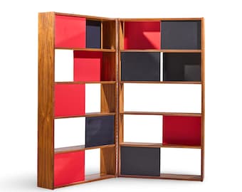 Evans Clark for Glenn of California Mid Century Walnut Room Divider Bookshelf - mcm