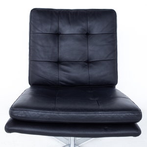 Mid Century Black Leather and Chrome Slipper Lounge Chair mcm image 9