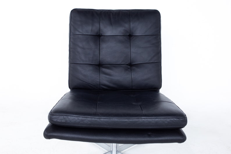 Mid Century Black Leather and Chrome Slipper Lounge Chair mcm image 9