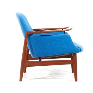 Finn Juhl for Niels Vodder NV-53 Mid Century Blue Chairs Pair mcm image 4