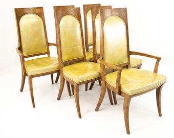 Mastercraft Mid Century Burlwood Dining Chairs - Set of 6 - mcm