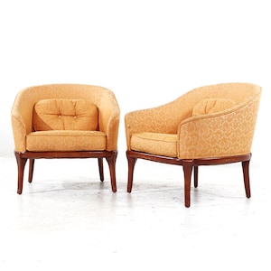 Erwin Lambeth Mid Century Walnut Lounge Chairs Pair mcm image 3