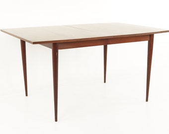 Broyhill Sculptra Mid Century Walnut Dining Table with 3 Leaves - mcm