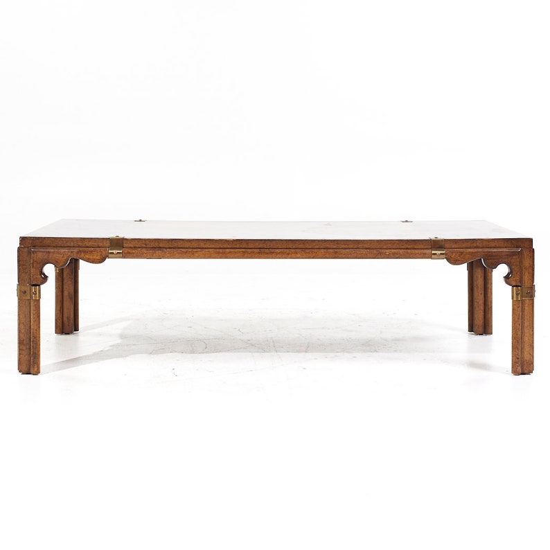 Drexel Contemporary Walnut and Brass Coffee Table image 7