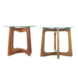 Adrian Pearsall Mid Century Walnut and Glass Side Tables Pair mcm image 2