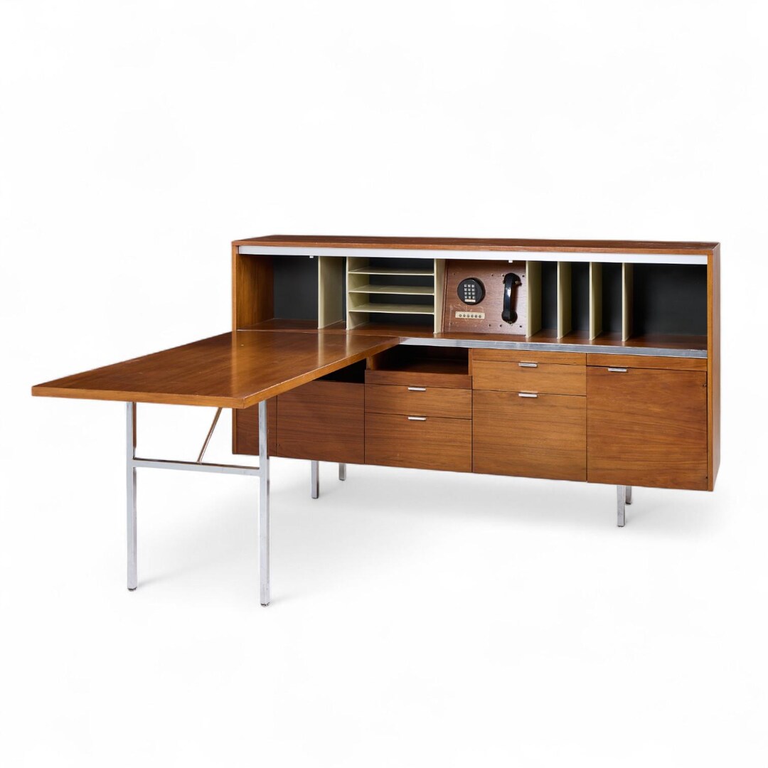 George Nelson for Herman Miller Mid Century Walnut Desk With