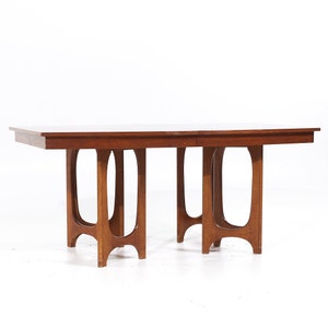 Young Manufacturing Mid Century Walnut Expanding Dining Table with 2 Leaves mcm image 1