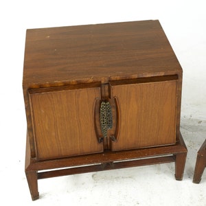 Helen Hobey Baker Mid Century Walnut Nightstands Pair mcm image 7