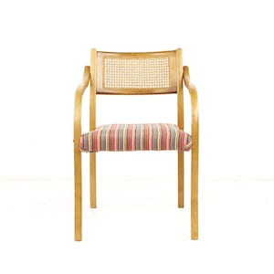 Thonet Style Mid Century Rattan and Bentwood Arm Chairs Set of 4 mcm image 7