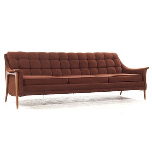 Kroehler Avant Mid Century Walnut Sofa mcm image 1