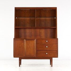 Kipp Stewart for Drexel Declaration Mid Century Walnut Buffet and Hutch mcm image 2