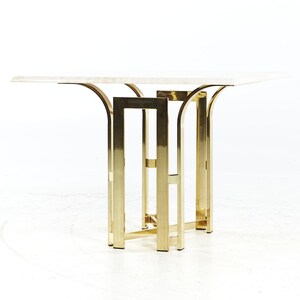 Henredon Mid Century Brass and Travertine Side Table mcm image 3