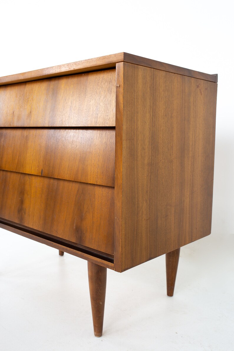 Ward Furniture Company Mid Century Louvered Walnut 3 Drawer Etsy
