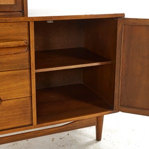 Lawrence Peabody Mid Century Walnut and Cane Buffet with Hutch mcm image 8