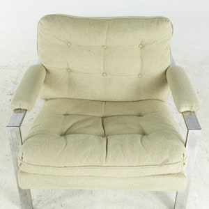 Milo Baughman Style Mid Century Italian Flatbar Lounge Chairs Pair mcm image 10