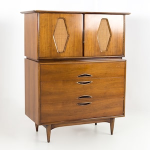 Kent Coffey Greenbrier Mid Century Walnut 5 Drawer Highboy Dresser mcm image 1