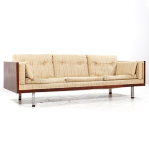 Milo Baughman Style Jydsk Mobelfabrik Mid Century Danish Rosewood Case Sofa mcm image 1