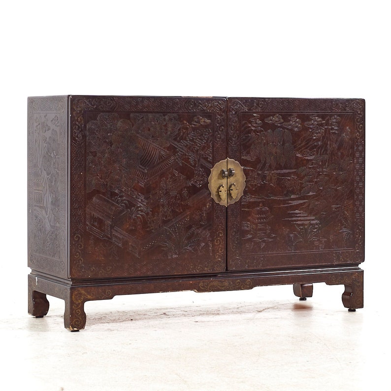 Mario Buatta for John Widdicomb Mid Century Chinoiserie Credenza mcm image 1