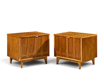 Broyhill Brasilia Mid Century Walnut Commode Nightstands – Pair - mcm