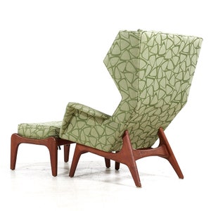 Adrian Pearsall for Craft Associates Mid Century Walnut Wingback Chair and Ottoman mcm image 6