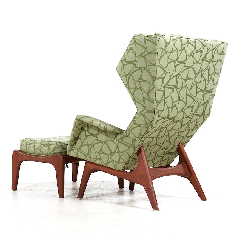 Adrian Pearsall for Craft Associates Mid Century Walnut Wingback Chair and Ottoman mcm image 6