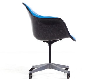 Eames for Herman Miller Mid Century Blue Padded Fiberglass Swivel