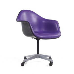 Eames for Herman Miller Mid Century Purple Padded Fiberglass Swivel Office Chair mcm image 1