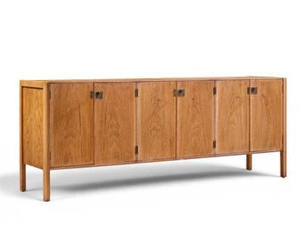 Jack Cartwright for Founders Style Mid Century Oak and Brass Credenza - mcm