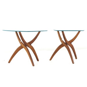 Forest Wilson Mid Century Walnut Side Tables Pair mcm image 2