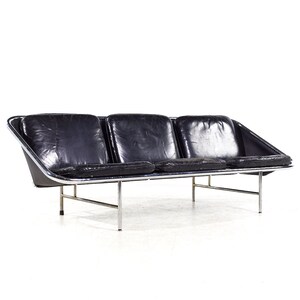 George Nelson for Herman Miller Mid Century Leather and Chrome Sling Sofa mcm image 1