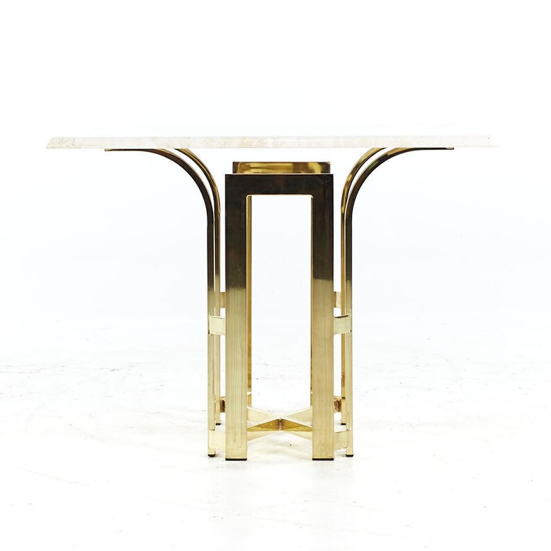 Henredon Mid Century Brass and Travertine Side Table mcm image 2