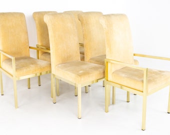 Milo Baughman for Design Institute of America Mid Century Brass Dining Chairs - Set of 6  - mcm